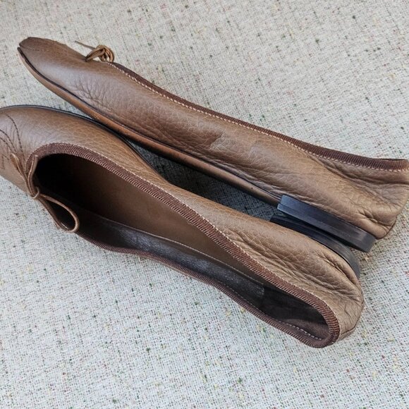 Gucci Women sandal Flat Brown Leather Upper G Logo Ballet Shoe Made Italy 38.5 - Picture 7 of 12